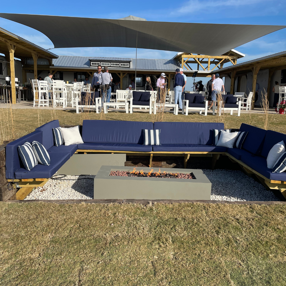 The Fire Pit in front of the temporary clubhouse at Soleta Golf Club.  Photo by Michael Duranko